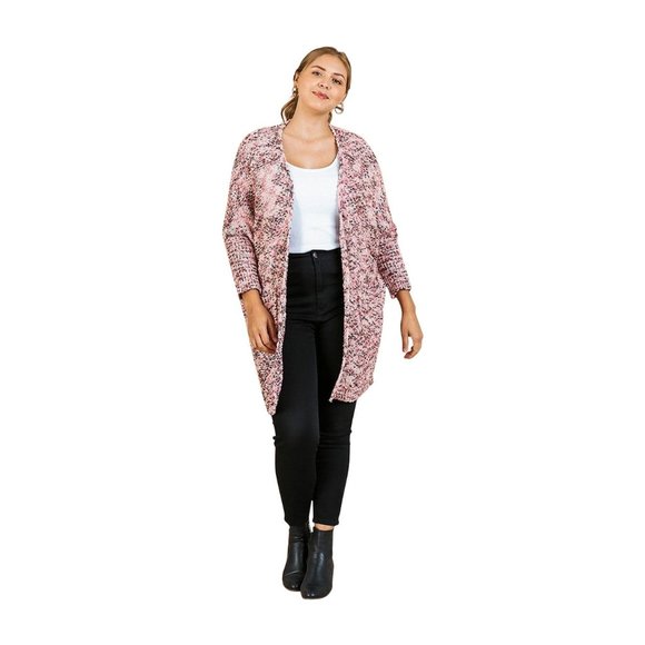 Umgee Pink Tweed Cardigan Sweater - Picture 2 of 4